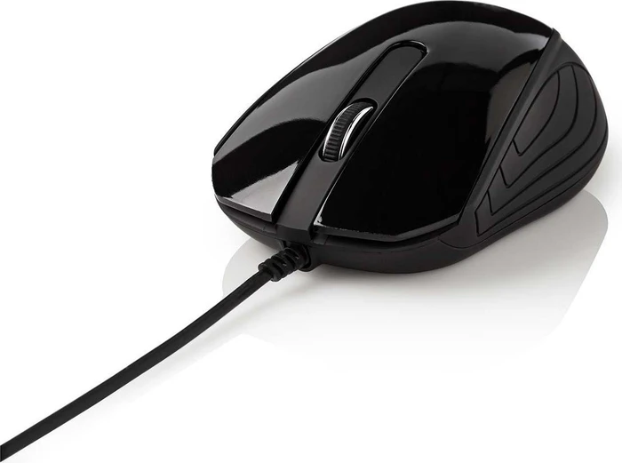 Nedis Optical Mouse mit gummierten Seiten, schwarz, USB