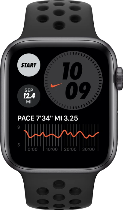 Apple Watch Nike Series 6 (GPS) 44mm Aluminium space grau mit Sportarmband anthrazit/schwarz