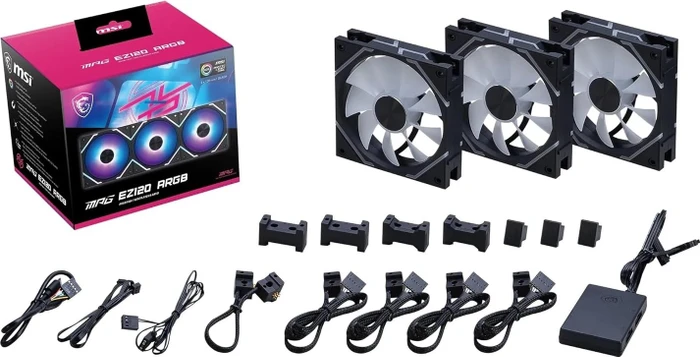 MSI MPG EZ120 ARGB, Black, LED-Steuerung, 120mm, 3er-Pack
