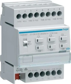 Hager Heizungsaktor 6-fach für 24/230V Stellantriebe, 4TE REG, Schaltaktor (TXM646T)
