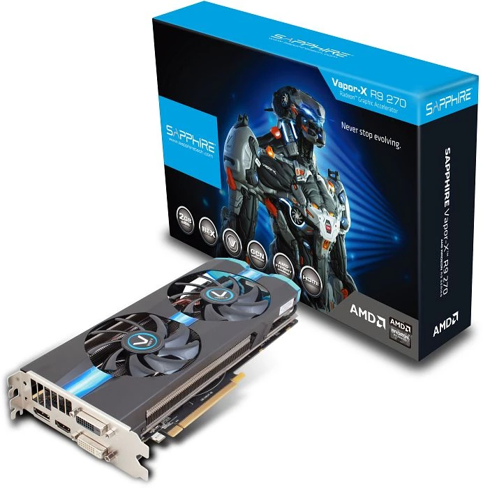 Sapphire Vapor-X Radeon R9 270 OC, 2GB GDDR5, 2x DVI, HDMI, DP, full retail