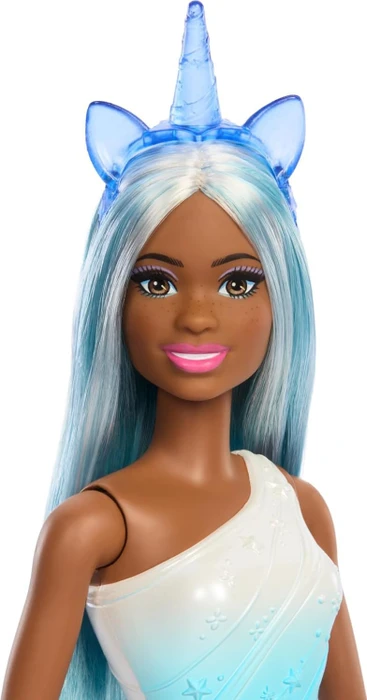 Mattel Barbie - Dreamtopia Einhorn Puppe mit Fantasiehaar blaues outfit