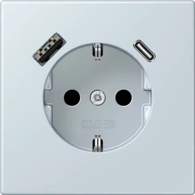 Jung Serie LS SCHUKO-Steckdose mit USB-Ladegerät Safety+, outremer pale