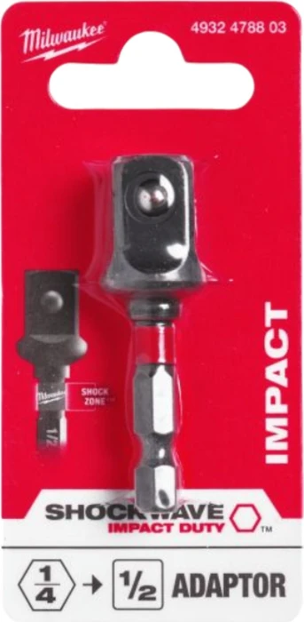 Milwaukee Shockwave Steckschlüssel-Adapter 55mm, 1/4" auf 1/2"