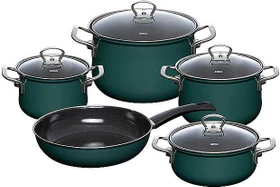 Riess Emaille Nouvelle Kochgeschirr-Set teal, 5-tlg.