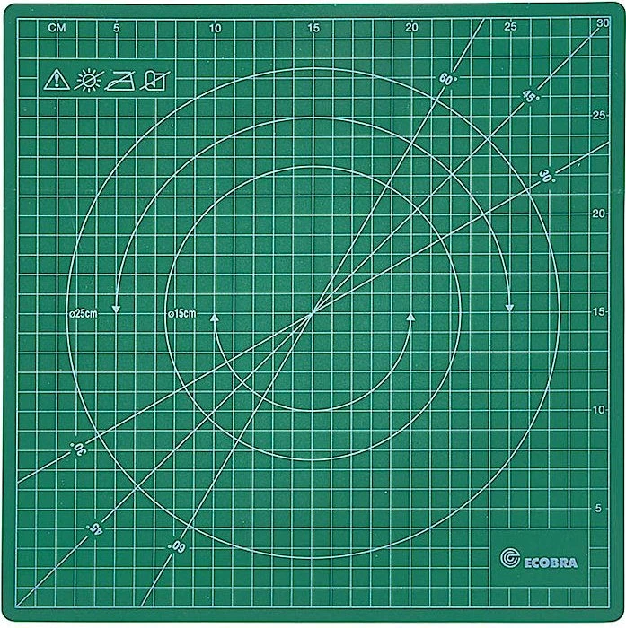 Ecobra Rotierende Kreativ-/Patchwork Cutting-Mat selbstheilende Schneidematte 6-lagig, einseitig bedruckt, 31.5x31.5cm, grün
