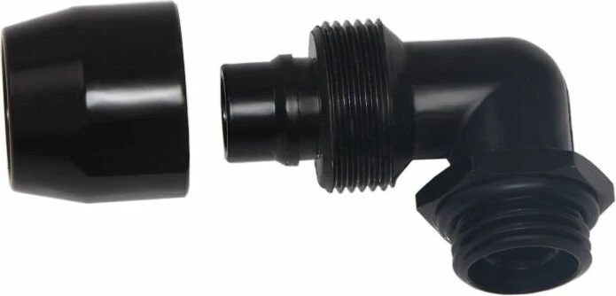 Alphacool HF Anschraubtülle TPV Metall G1/4" auf 12.7/7.6mm schwarz, 90°