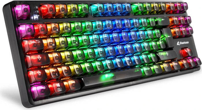 Sharkoon Crystal Shark, Black, LEDs RGB, KKT Kang White V3, USB, DE