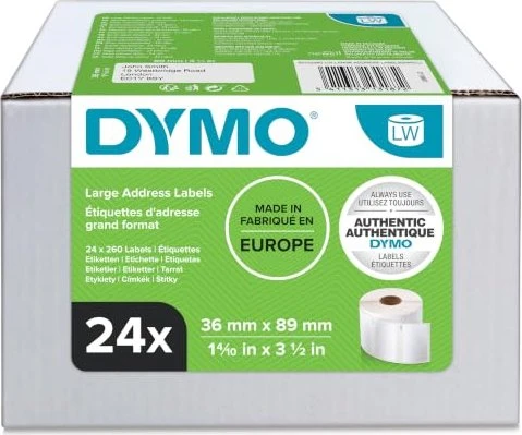 Dymo Adressetiketten LabelWriter 99012, 89x36mm, weiß, 24er-Pack (6240 Etiketten)