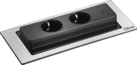 Schulte EVOLine BackFlip Cuisine, 2-fach, 1x USB-C, 2.5m, edelstahl gebürstet