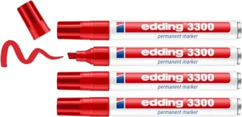 edding 3300 Permanentmarker Blister rot, 4er-Pack, Blister