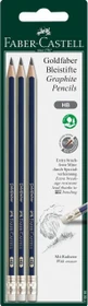 Faber-Castell Goldfaber Bleistift HB graphit, blau/gold, Radierer, 3er-Pack