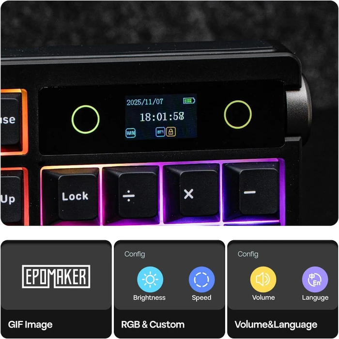 Epomaker TH108 Pro Wireless, Black, LEDs RGB, hot-swap, Epomaker Sea Salt Silent V2, USB/Bluetooth, US
