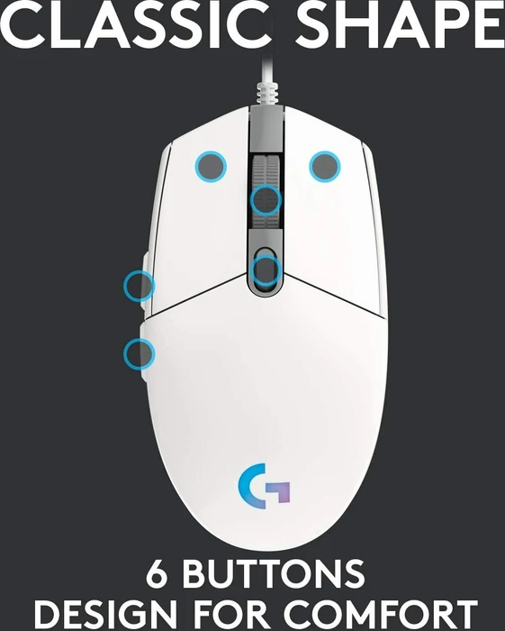 Logitech G203/G102 Lightsync weiß, USB