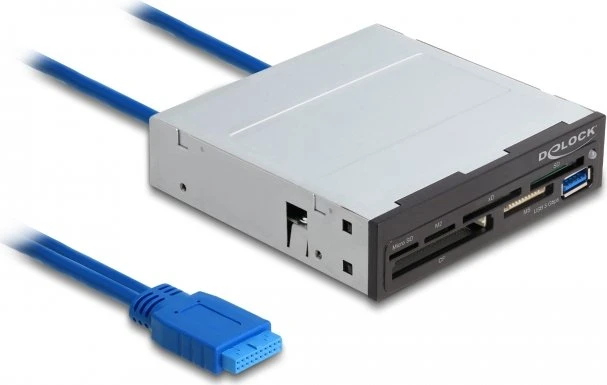 DeLOCK 3.5" 6 Slot + USB-A Multi-Slot-Cardreader, USB 3.0 19-Pin Stecksockel [Stecker]