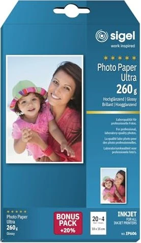 Sigel Photo Paper Ultra Inkjetpapier hochglänzend weiß, A4, 260g/m², 24 Blatt