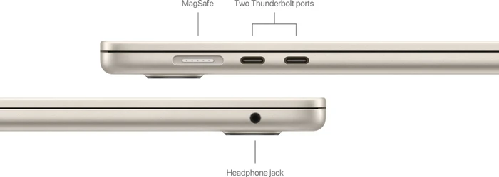 Apple MacBook Air 15", Starlight, M3 - 8 Core CPU / 10 Core GPU, 8GB RAM, 256GB SSD, DE [2024]