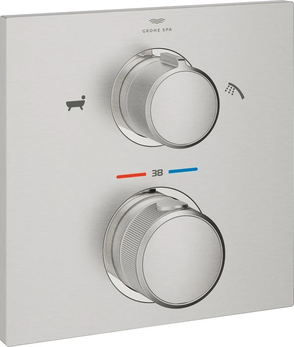 Grohe Allure Thermostat-Wannenbatterie mit integrierter 2-Wege-Umstellung supersteel