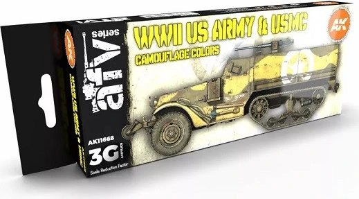 AK-Interactive 3rd Gen Acrylic Colors AFV Series WWII US Army & USMC Camouflage Colors Farbset, 8-tlg.
