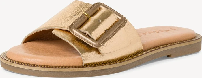 Tamaris Lederpantolette Blockabsatz gold (Damen)