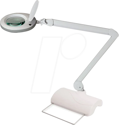 Lumeno LED Lupenleuchte 7218, 8 Dioptrien, 3x, mit Tischfuß weiß/grau