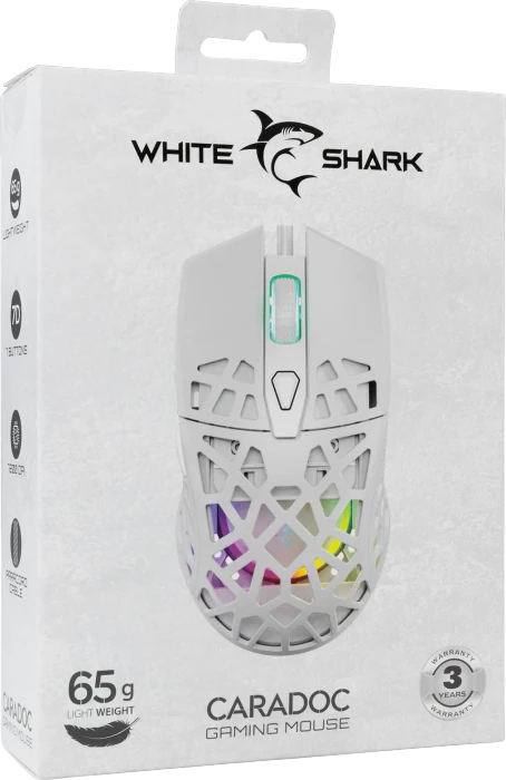 White Shark Caradoc Gaming Mouse, weiß, USB