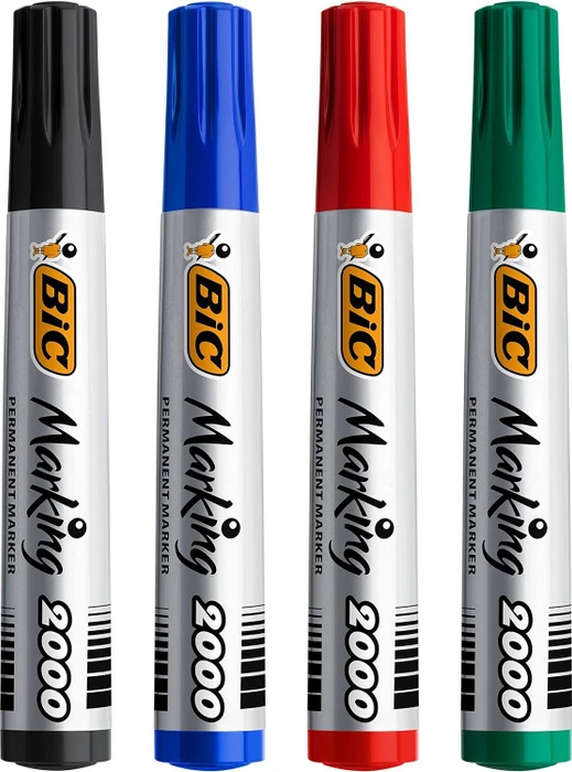 BIC Marking 2000 ECOlutions Permanentmarker Rundspitze 1.7mm schwarz/blau/rot/grün, 4er-Set, Blister