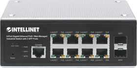 Intellinet Industrial Railmount Gigabit Managed Switch, 8x RJ-45, 2x SFP, 240W PoE+ (508278)