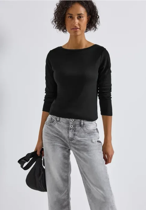 Street One Basic Shirt langarm schwarz (Damen)