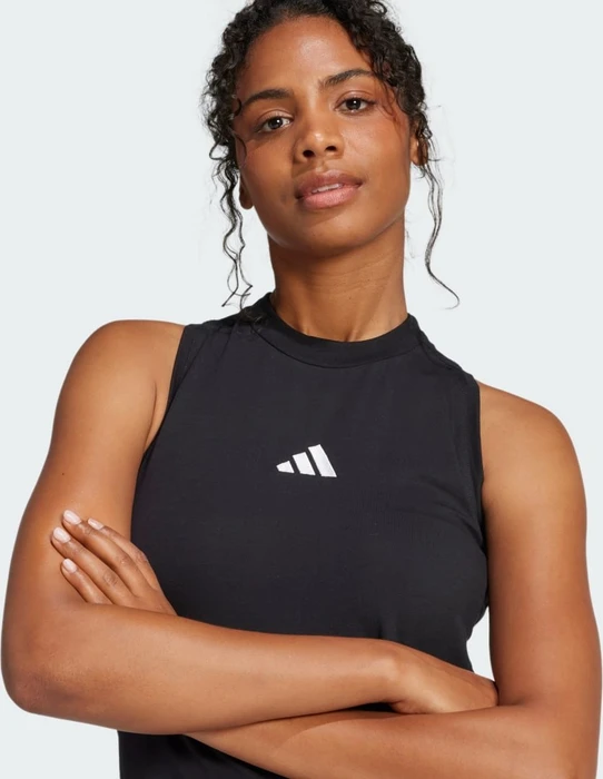 adidas Essentials 3-Streifen Long Racerback Kleid schwarz/weiß (Damen)