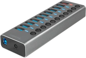 LogiLink USB-Hub mit Ladeanschluss, 10x USB-A 3.0, USB-B 3.0 [Buchse]