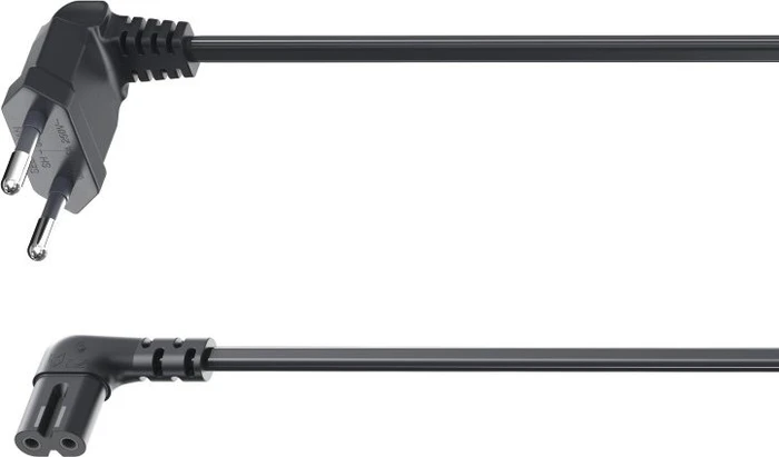 Hama Euro-Netzkabel gewinkelt/gewinkelt, 3m schwarz