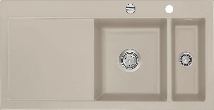 systemceram Mera 100 F Einbau Becken rechts mit Ablauffernbedienung fango