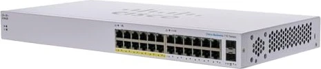 Cisco Business 110 Rackmount Gigabit Switch, 22x RJ-45, 2x RJ-45/SFP, 100W PoE