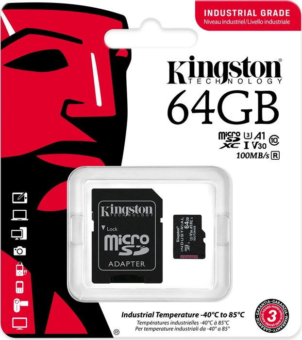 Kingston Industrial Temperature Gen2 R100 64GB Kit, UHS-I U3, A1, Class 10