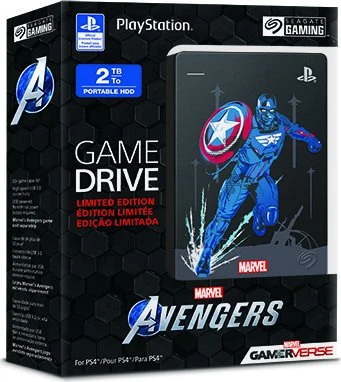 Seagate Game Drive for PlayStation - Marvel Avengers Limited Edition, 2TB, Captain America, USB 3.0 Micro-B