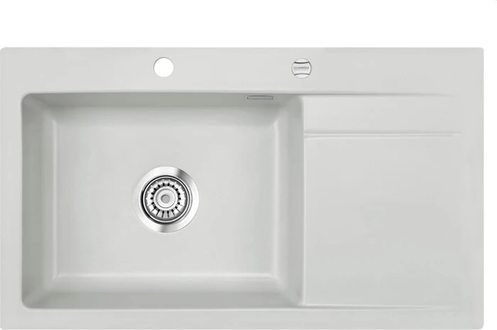 systemceram Stema 86 SL Einbau Becken links mit Ablauffernbedienung alu