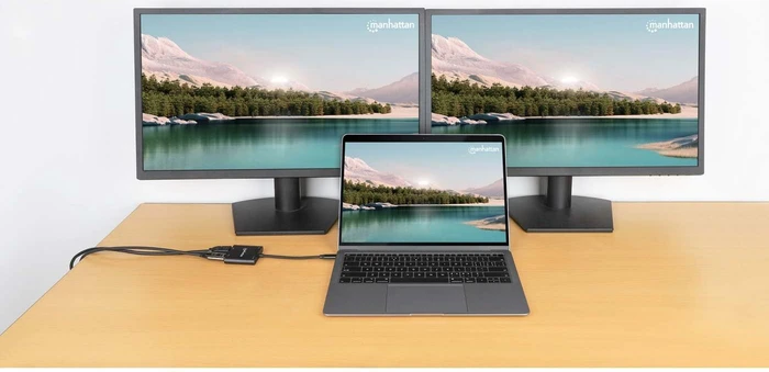 Manhattan USB-C auf 2x HDMI Adapter mit USB PD, USB-C 3.0 [Stecker]