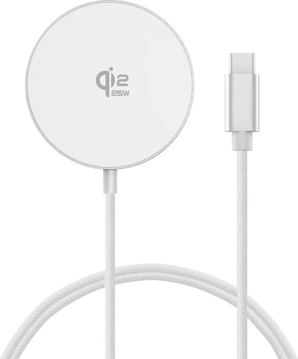 4smarts Qi2 25W / MagSafe Kabelloses Ladegerät 1.5m weiß