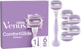 Gillette Venus ComfortGlide Breeze Rasierer + 6 Wechselklingen