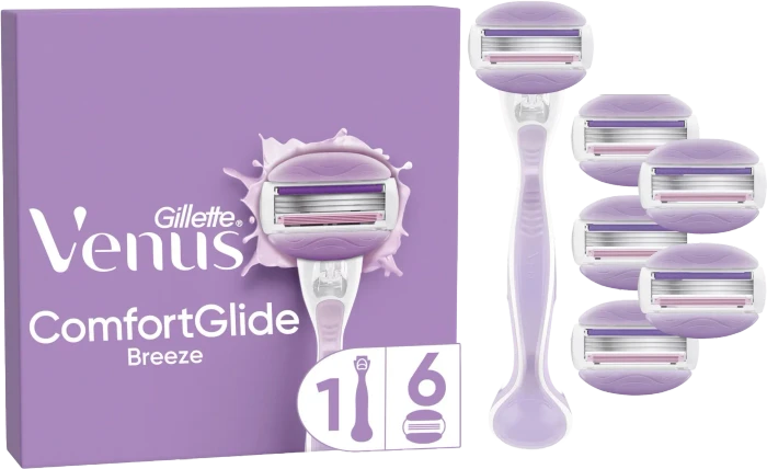 Gillette Venus ComfortGlide Breeze Rasierer + 6 Wechselklingen
