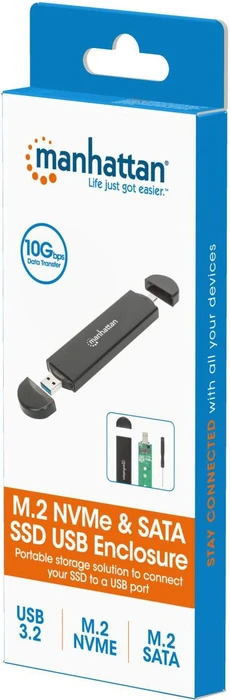 Manhattan M.2 NVMe SSD Enclosure, USB-C 3.1/USB-A 3.1