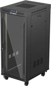 Lanberg 19" Rackschrank 27HE, LCD, freistehend, Flat Pack, V2, Glastür, IP20, RAL 9004, 800mm tief