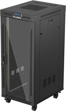 Lanberg 19" Rackschrank 27HE, LCD, freistehend, Flat Pack, V2, Glastür, IP20, RAL 9004, 800mm tief