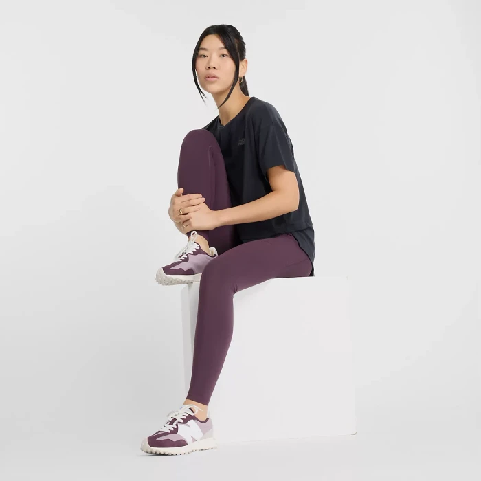 New Balance Sleek Pocket High Rise 27" Legging Hose lang plum brown (Damen)