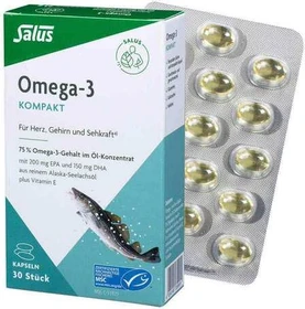 Salus Omega-3 Kompakt aus reinem Alaska-Seelachsöl Kapseln, 30 Stück