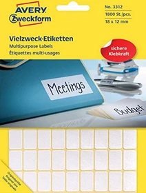 Avery-Zweckform Mini-Organisationsetiketten Sonderformat, 18x12mm, weiß, 25 Blatt (1800 Etiketten)