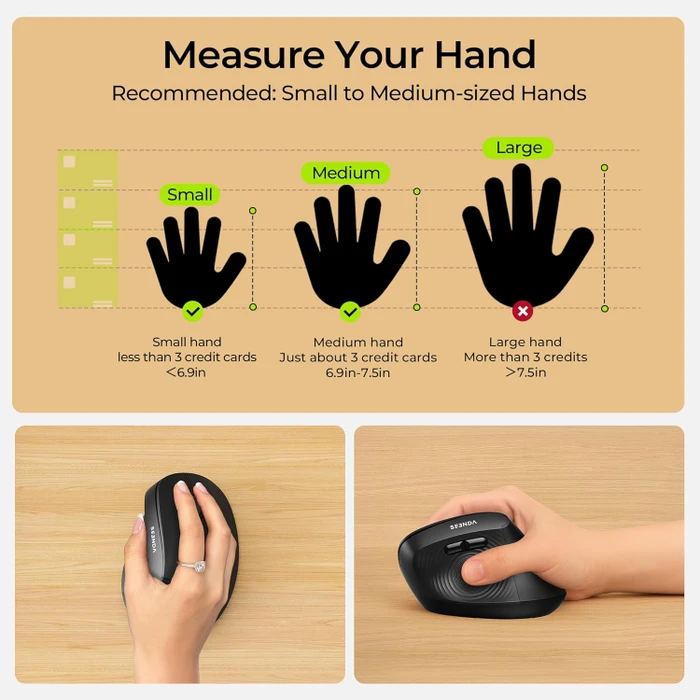 Seenda MOU200 Wireless Ergonomic Vertical Mouse, schwarz, USB/Bluetooth