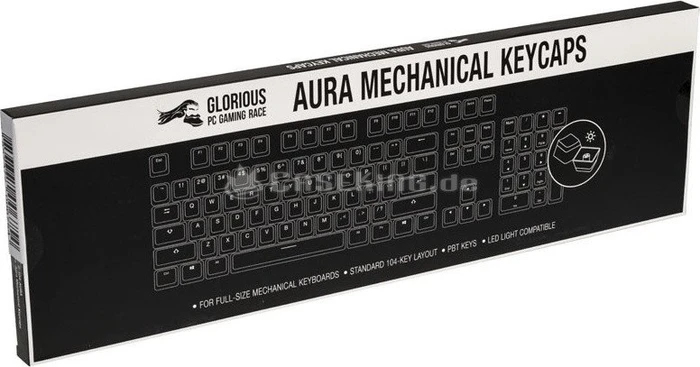 Glorious Aura Keycap Set, Kunststoff (PBT) Double-Shot, schwarz, 105 Tasten (104+1), ANSI-US