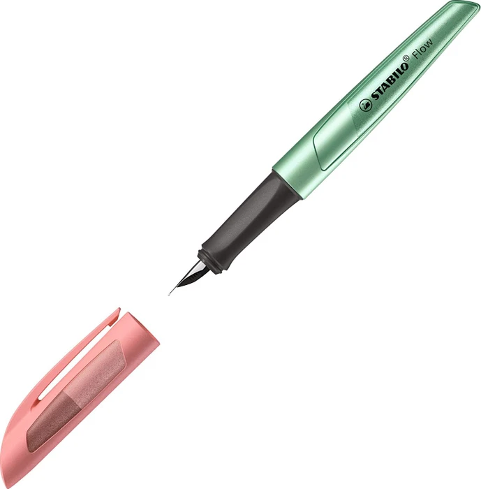STABILO Flow COSMETIC Metallic grün/apricot, rechte Hand, mittel
